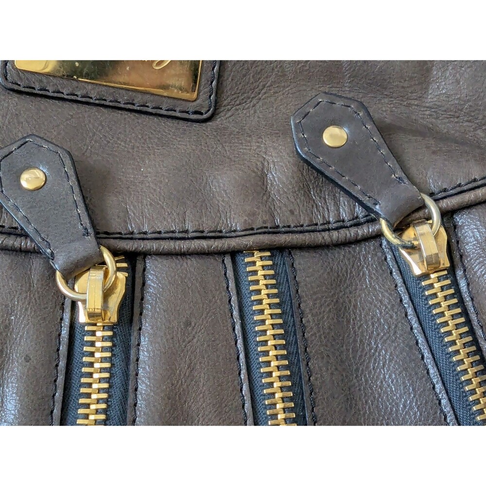 Temperley London Leather Luxury HandBag Bag Zip Y2K 90s Gold Tone Brown READ - Picture 8 of 15